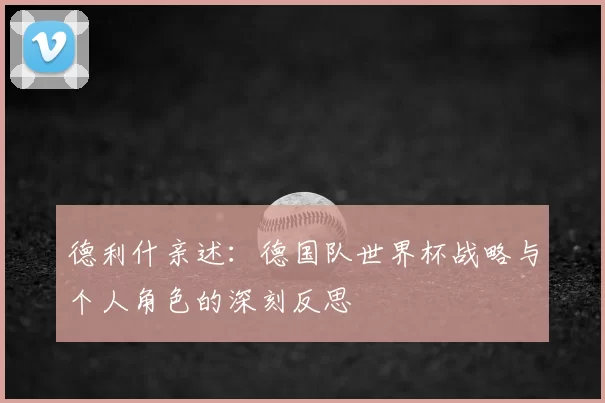 德利什亲述:德国队世界杯战略与个人角色的深刻反思